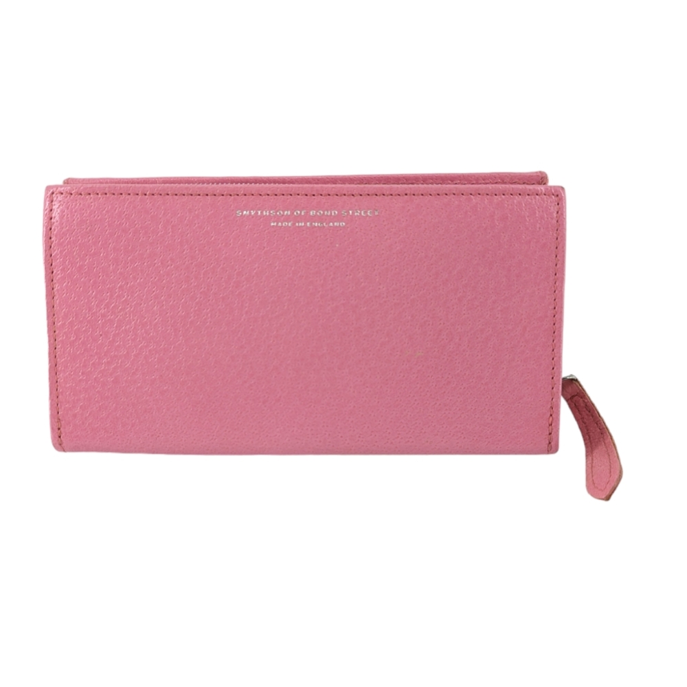 Smythson of Bond Street Small Makeup Bag with Mirror Pink